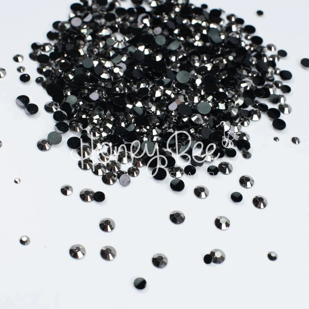Rivet - Flat Back Rhinestone Silver on Black Mix 2mm to 5mm size - Honey Bee Stamps
