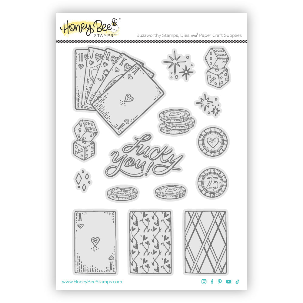Royal Flush - 6x8 Rubber Cling Stamp Set - Honey Bee Stamps