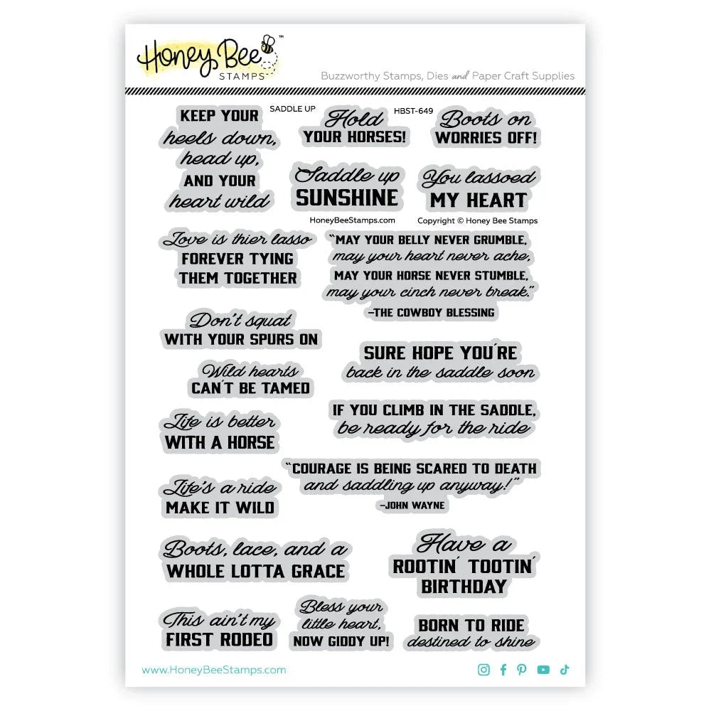 Saddle Up - 6x8 Photopolymer Stamp Set - Honey Bee Stamps