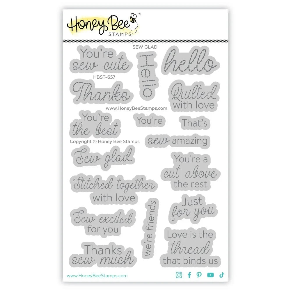 Sew Glad - 4x6 Photopolymer Stamp Set - Honey Bee Stamps