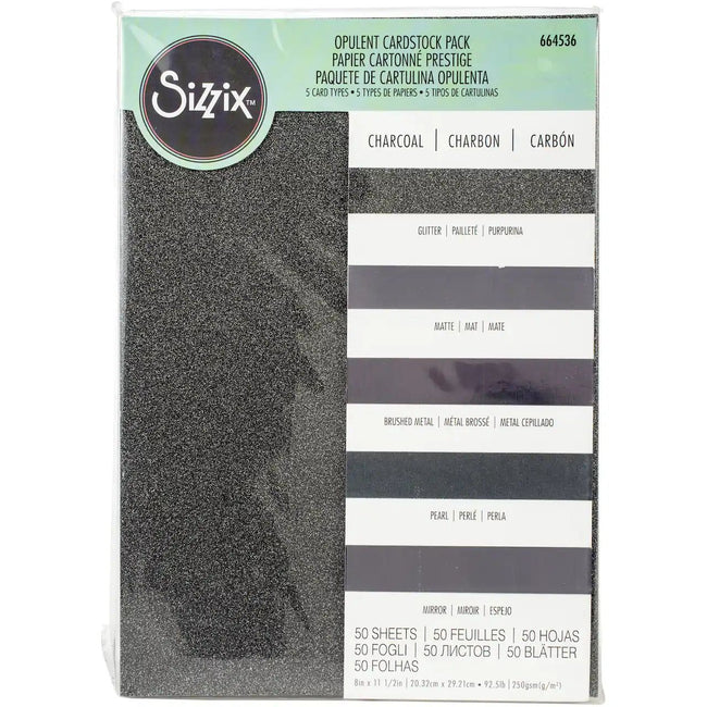 Sizzix Opulent Cardstock Pack - 50 sheet 8" x 11 1/2" Charcoal - Honey Bee Stamps
