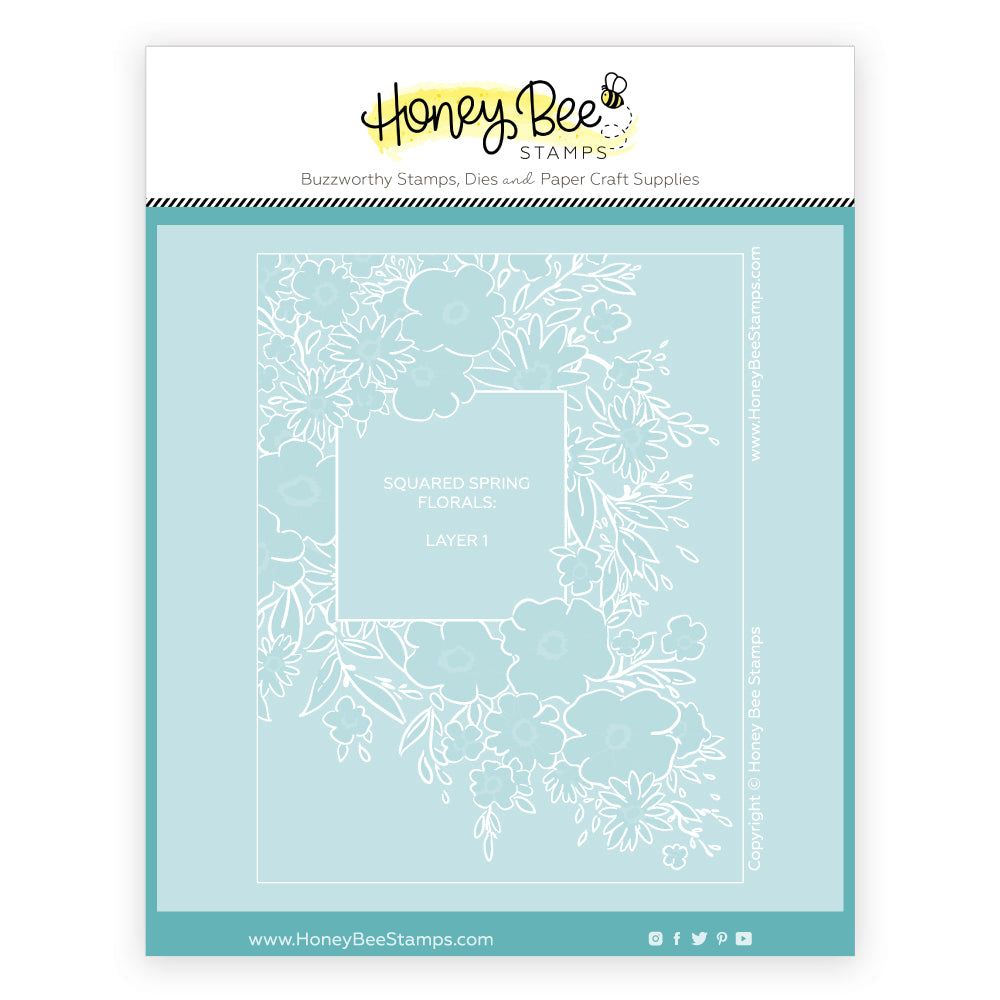 Squared Spring Florals - Set of 6 - 6"x6" Coordinating Stencils - Honey Bee Stamps