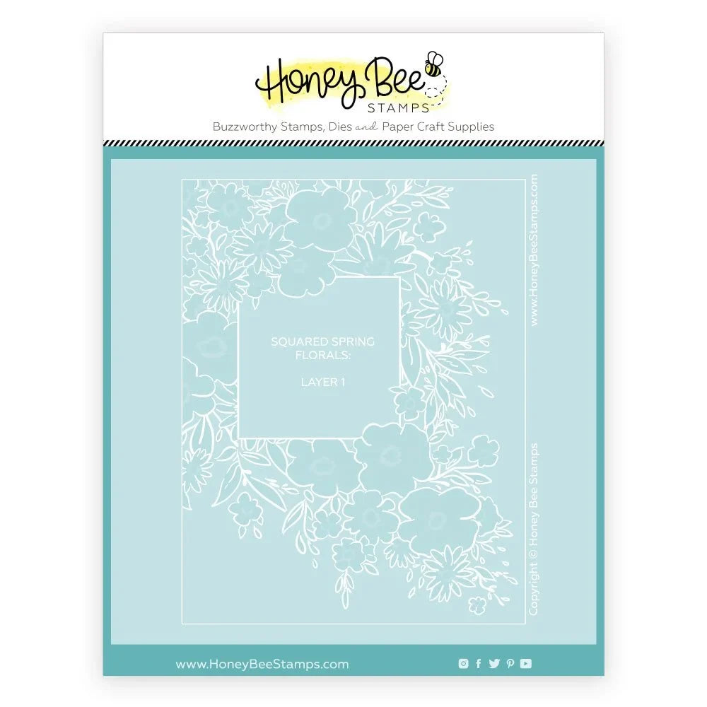 Squared Spring Florals - Set of 6 - 6"x6" Coordinating Stencils - Honey Bee Stamps