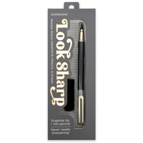 Look Sharp Metal Pencil With Eraser - Gray