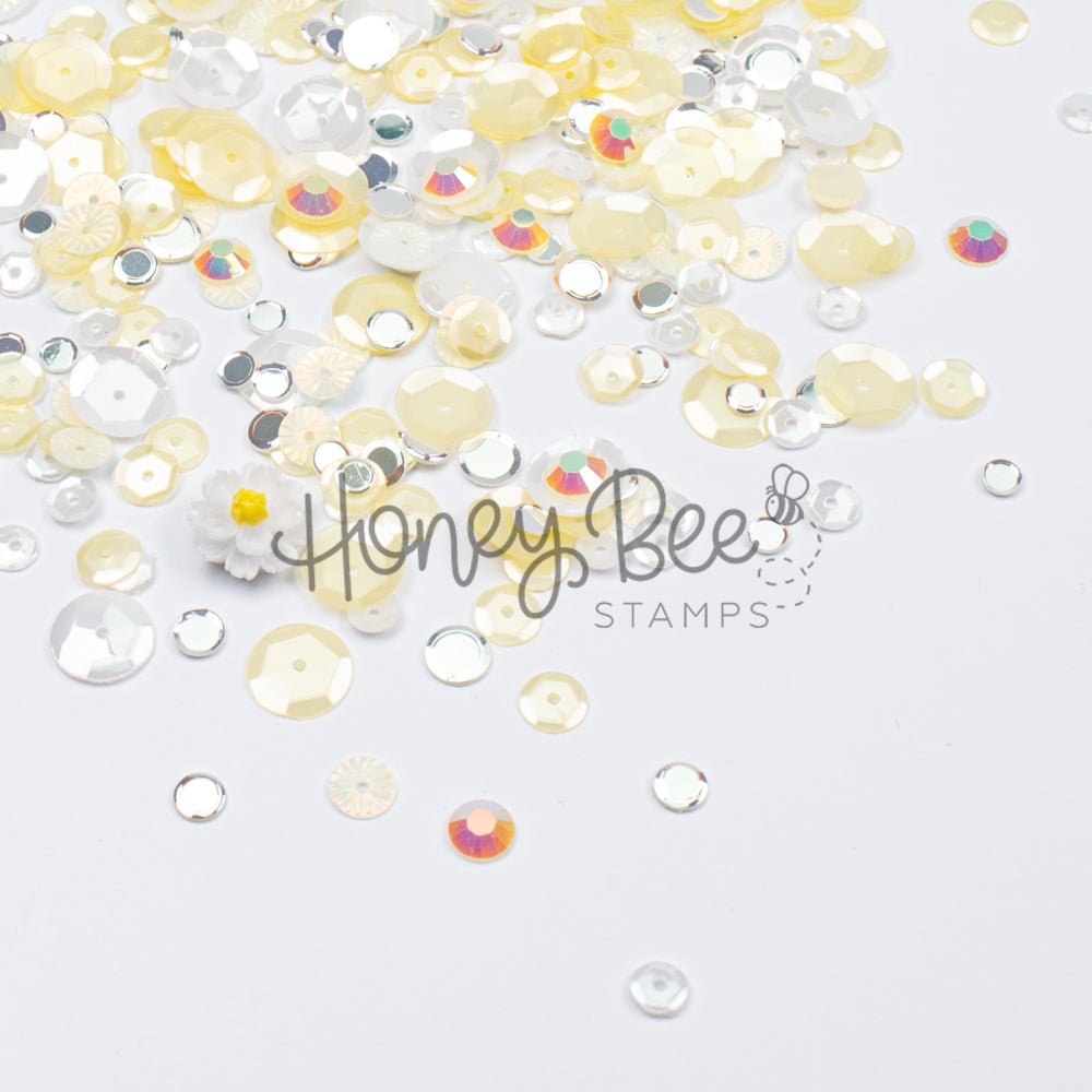 Sunlit Petals - Sequin Mix with Special 3D Flower Charm - Honey Bee Stamps