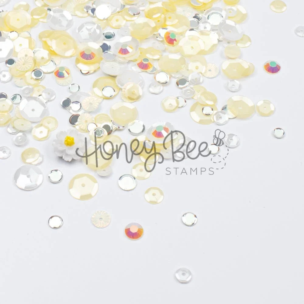 Sunlit Petals - Sequin Mix with Special 3D Flower Charm - Honey Bee Stamps