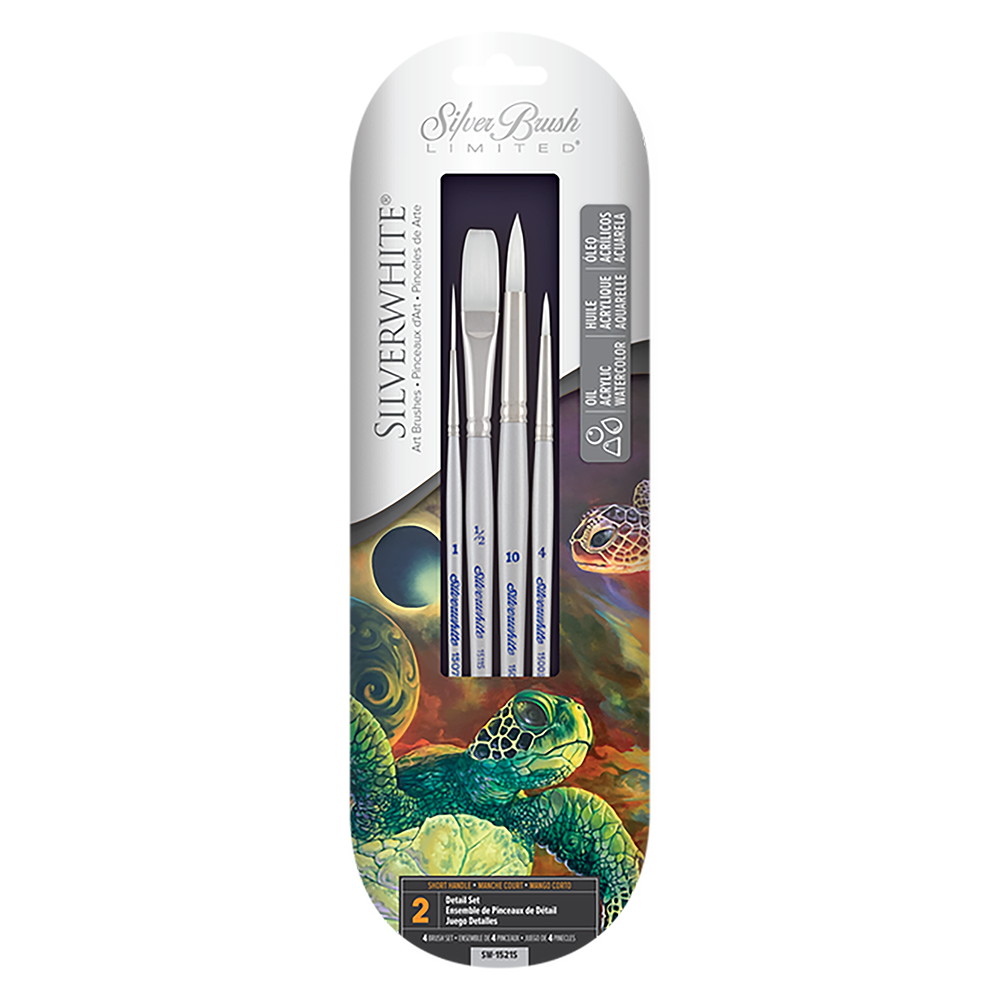 Silverwhite® Short Handle Better Basic Watercolor Paint Brush Set of 4