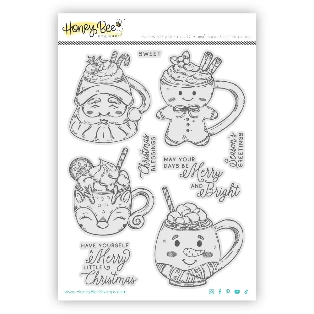 Sweet Season Mugs - 6"x 8" Rubber Cling Stamp Set - Honey Bee Stamps