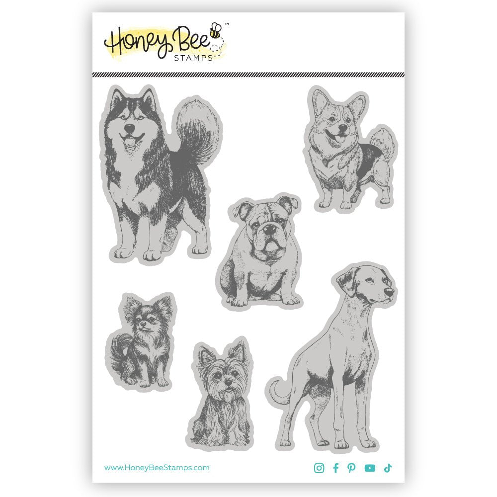 Tail Waggers - 5x6 Rubber Cling Stamp Set - Honey Bee Stamps