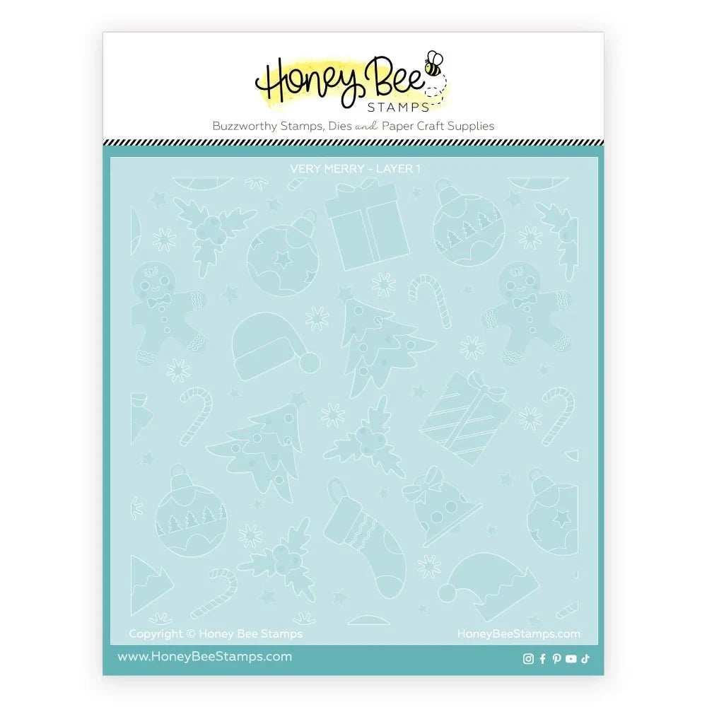 Very Merry - 6"x6" Stencil Set of 6 Layering Stencils - Honey Bee Stamps