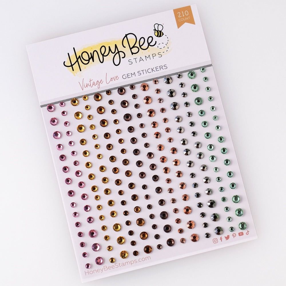 Vintage Love Gem Stickers - 210 Count - Honey Bee Stamps