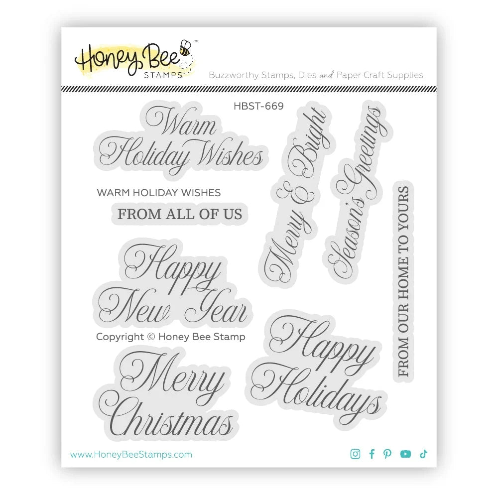 Warm Holiday Wishes - 4"x 4" Stamp Set - Honey Bee Stamps