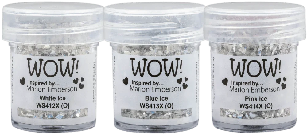 WOW! Glitter Embossing Powder Ice Crystal Trio - Pink, Blue, White Sparkle - Honey Bee Stamps
