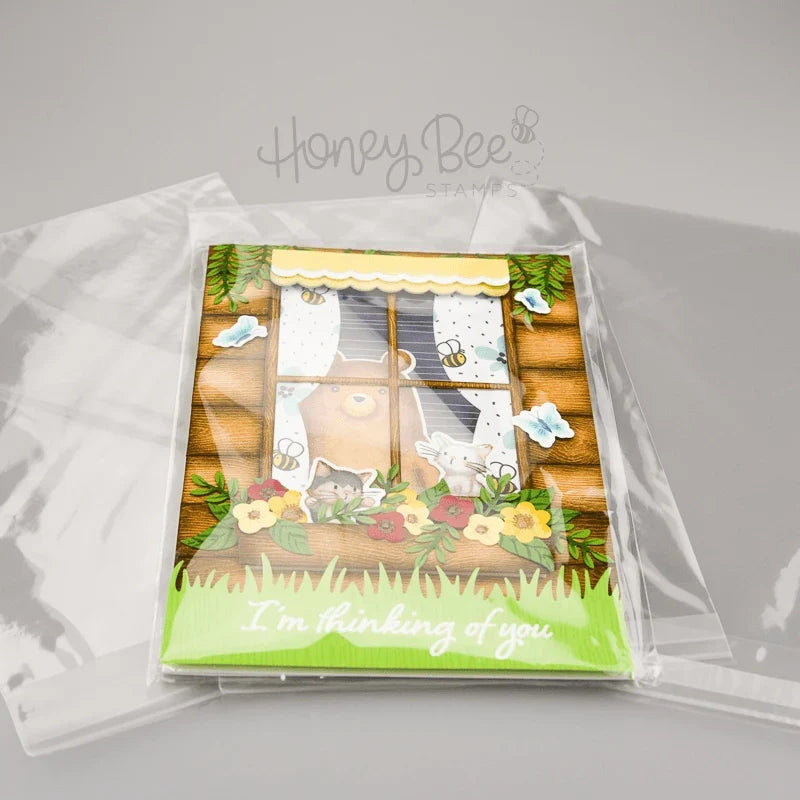 5" x 7" Crystal Clear Cello Bags 100 Pk - A7+ Fits A7 Card and Envelope 5 7/16" x 7 1/4" - Honey Bee Stamps