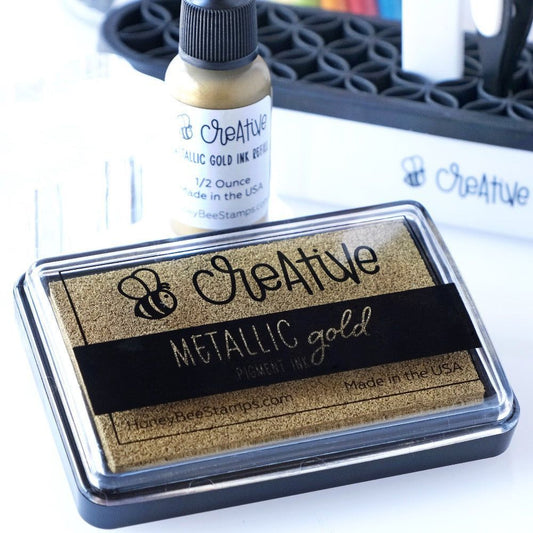 Bee Creative Ink Pad - Metallic Gold Pigment Ink - Honey Bee Stamps
