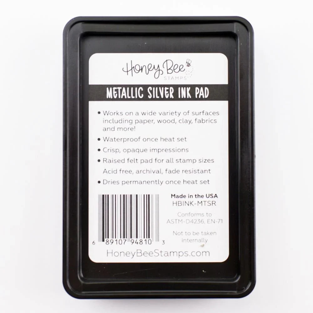 Bee Creative Ink Pad - Metallic Silver Pigment Ink - Honey Bee Stamps