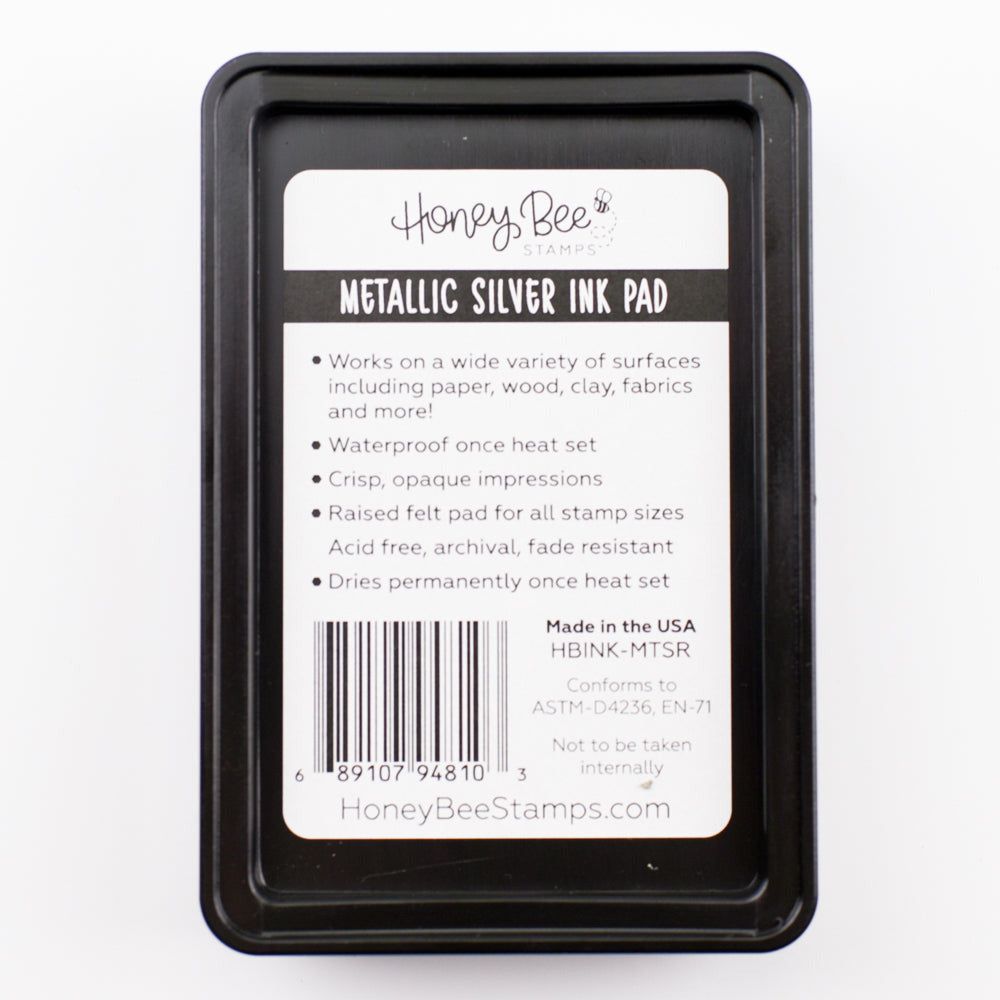Bee Creative Ink Pad - Metallic Silver Pigment Ink - Honey Bee Stamps
