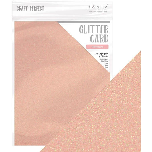 Craft Perfect Glitter Card 8.5x11 - 5/Pkg - Pink Frosting - Honey Bee Stamps