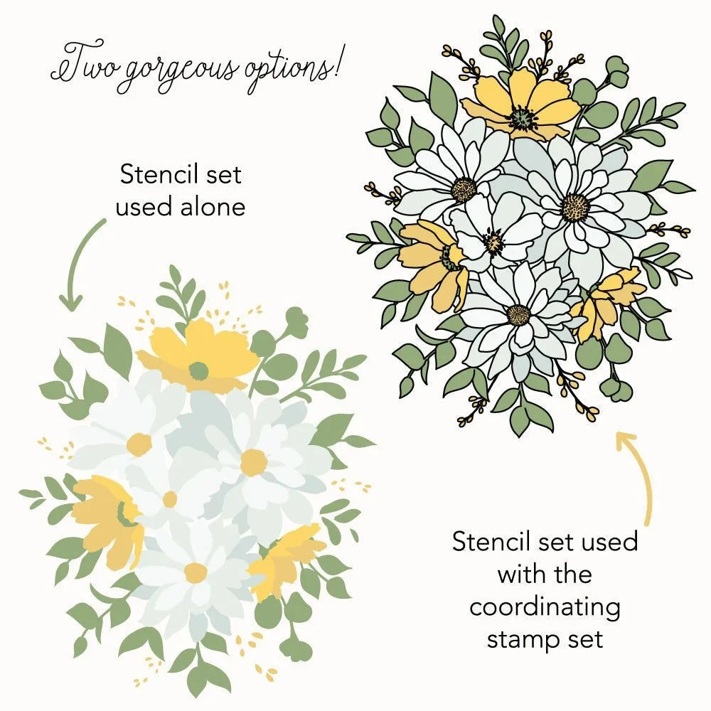 Daisy Layers Bouquet - 6x8 Photopolymer Stamp Set - Honey Bee Stamps