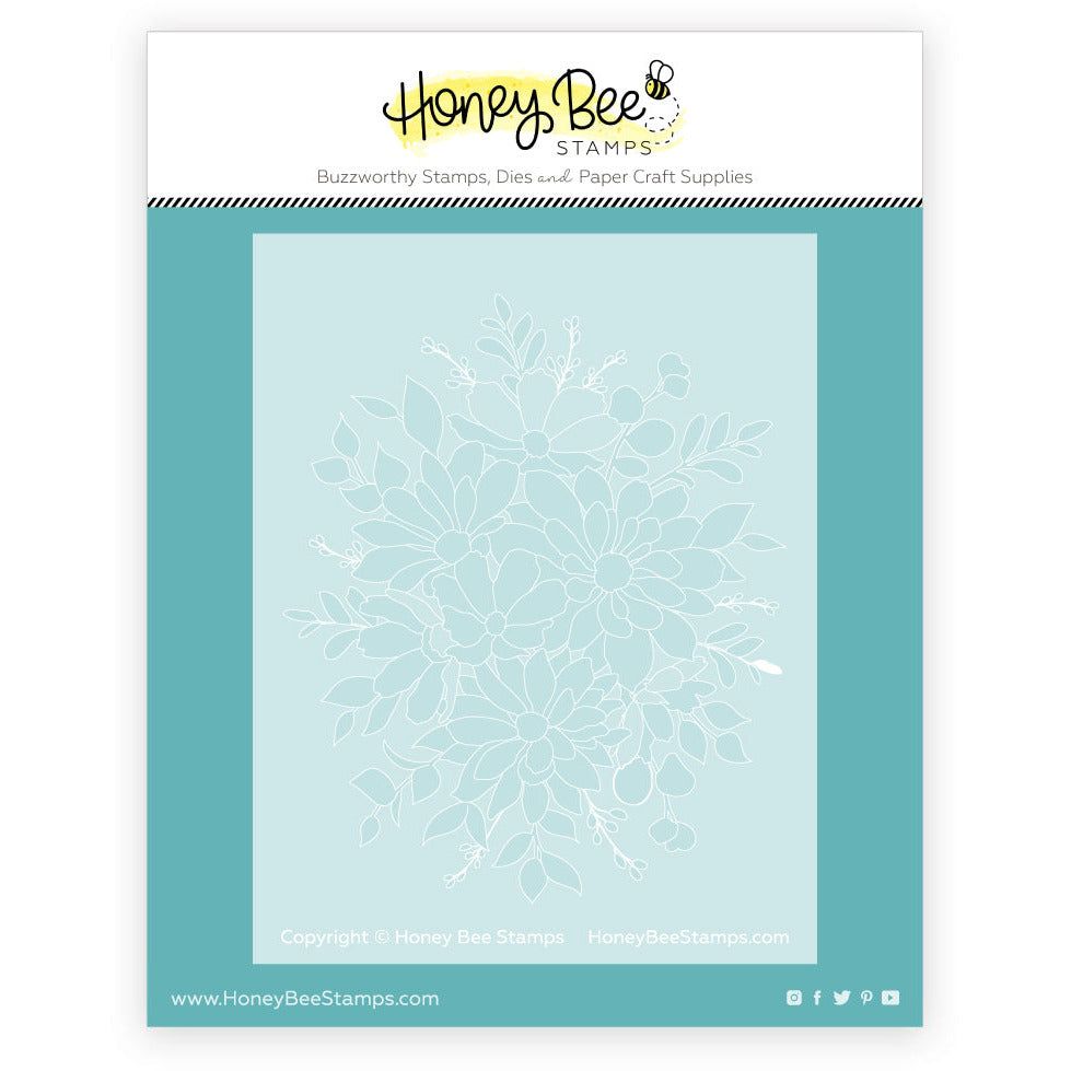 Daisy Layers Bouquet - Set Of 6 - A2 4.25"x5.5" Coordinating Stencils - Honey Bee Stamps