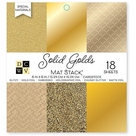 DCWV Single - Sided Cardstock Stack 6"X6" 18/pkg - Solid Golds - Honey Bee Stamps