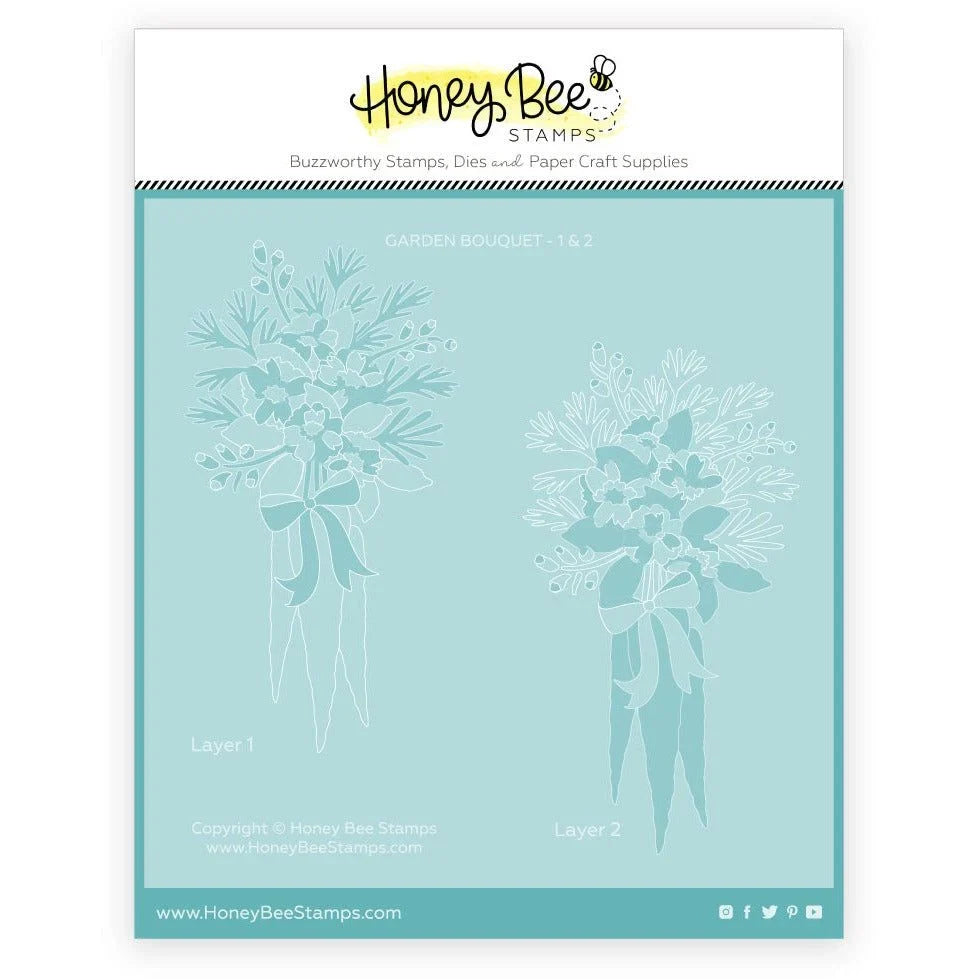Garden Bouquet - Set of 2 - 6"x6" Coordinating Stencils - Honey Bee Stamps