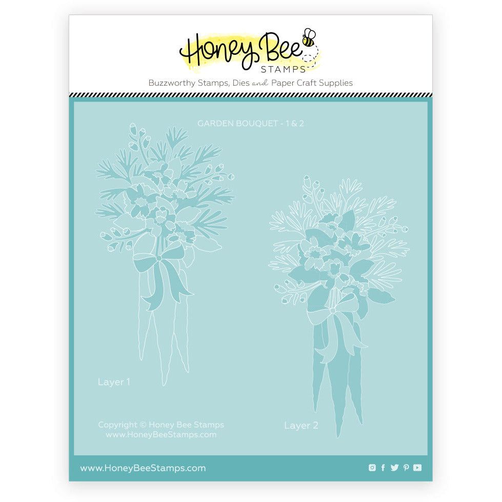 Garden Bouquet - Set Of 2 Coordinating Stencils - Honey Bee Stamps