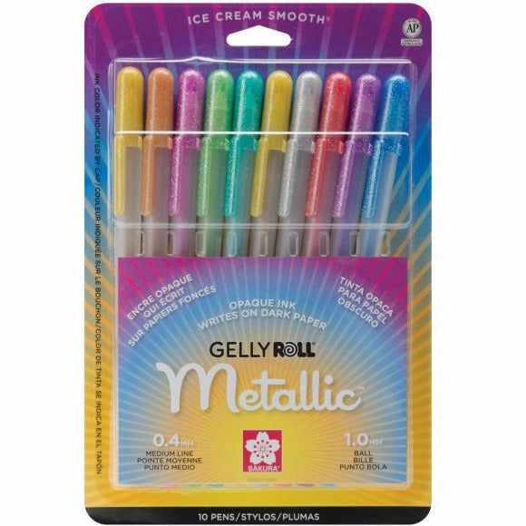 Gelly Roll Metallic Pens - Assorted Metallics 10/Pkg - Honey Bee Stamps