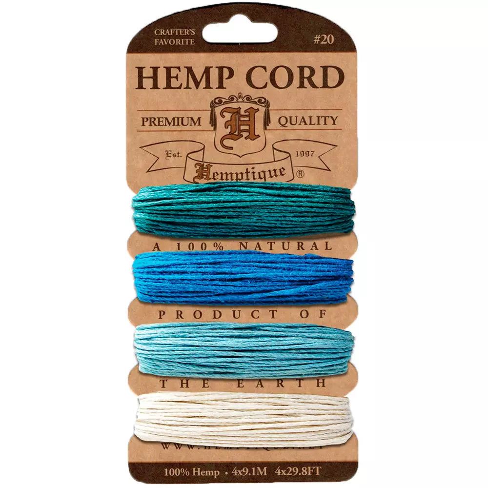 Hemp Cord 20 lb Set of 4 - Aquamarine - Honey Bee Stamps