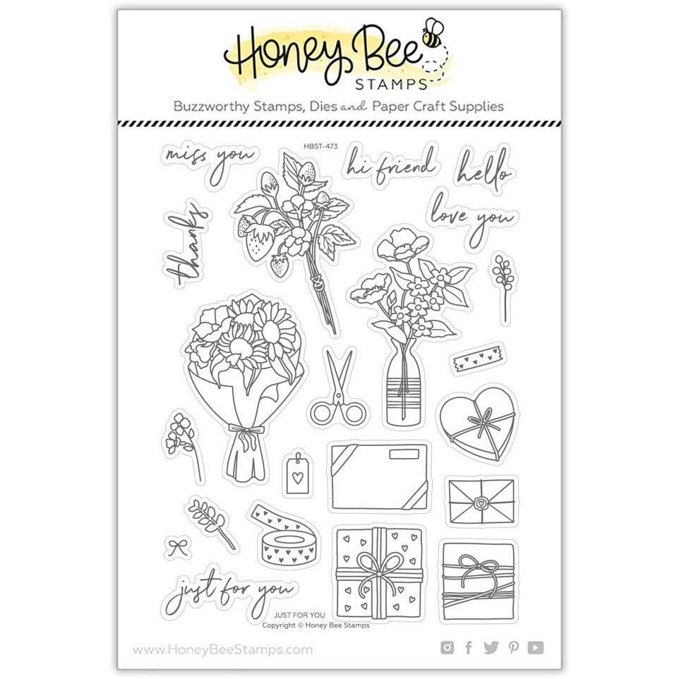 Just For You - 6x8 Photopolymer Stamp Set - Retiring - Honey Bee Stamps