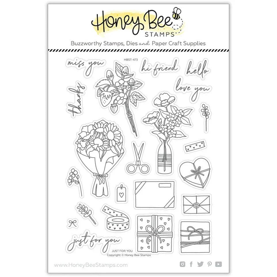 Just For You - 6x8 Photopolymer Stamp Set - Retiring - Honey Bee Stamps