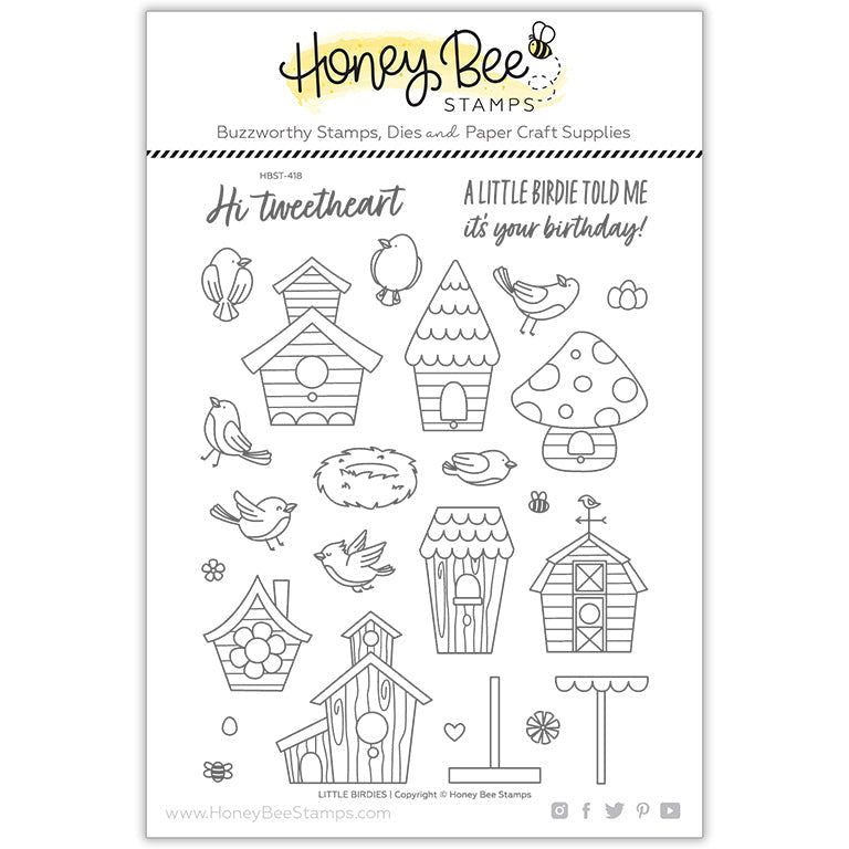 Little Birdies - 6x8 Photopolymer Stamp Set - Retiring - Honey Bee Stamps