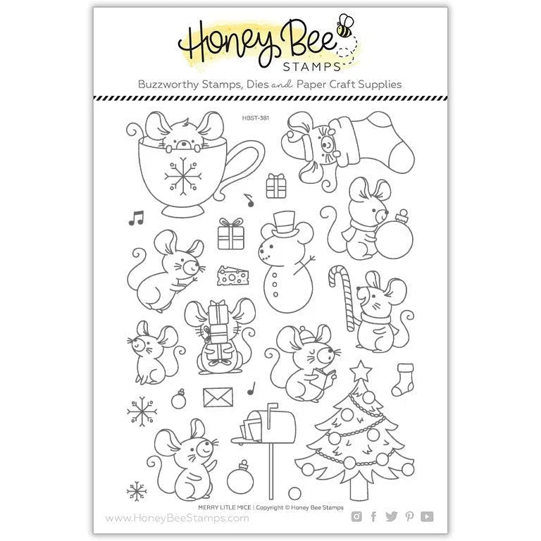 Merry Little Mice - 6x8 Photopolymer Stamp Set - Retiring - Honey Bee Stamps