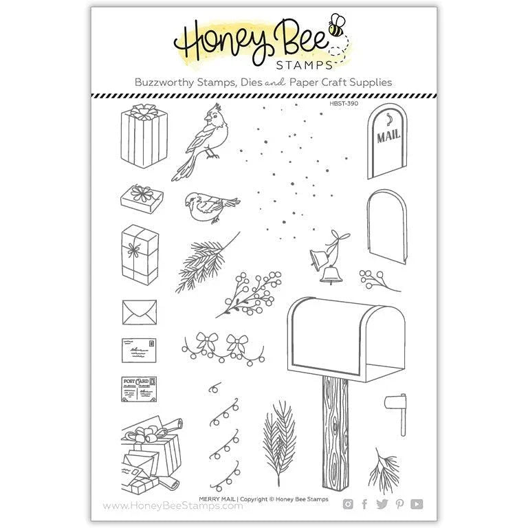 Merry Mail - 6x8 Photopolymer Stamp Set - Honey Bee Stamps