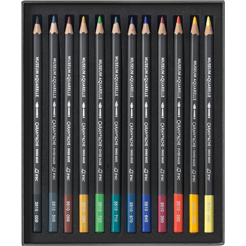 Museum Aquarelle by Caran D'Ache - 12 pkg Pro Watercolor Pencils - Honey Bee Stamps