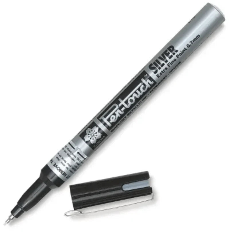 Pen - Touch Paint Marker - Permanent Opaque Silver .7mm Extra Fine Tip Paint Pen - Honey Bee Stamps