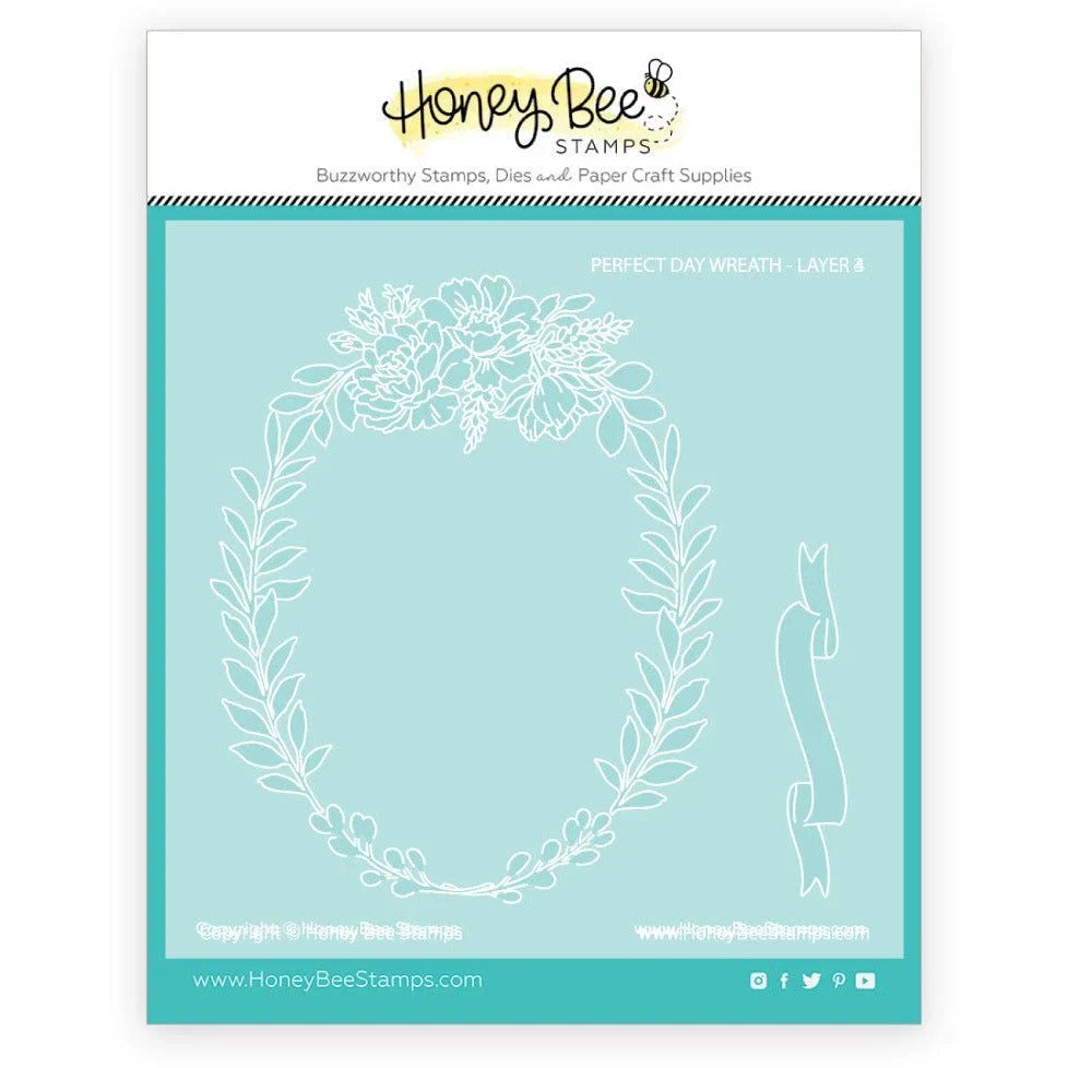 Perfect Day Wreath - Set of 5 - 6"x6" Coordinating Stencils and Mask - Retiring - Honey Bee Stamps