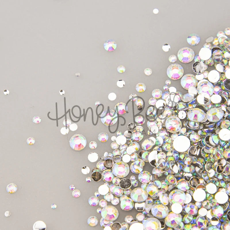 Rainbow - Rhinestone Mix - Flatback Crystal Gems - Honey Bee Stamps