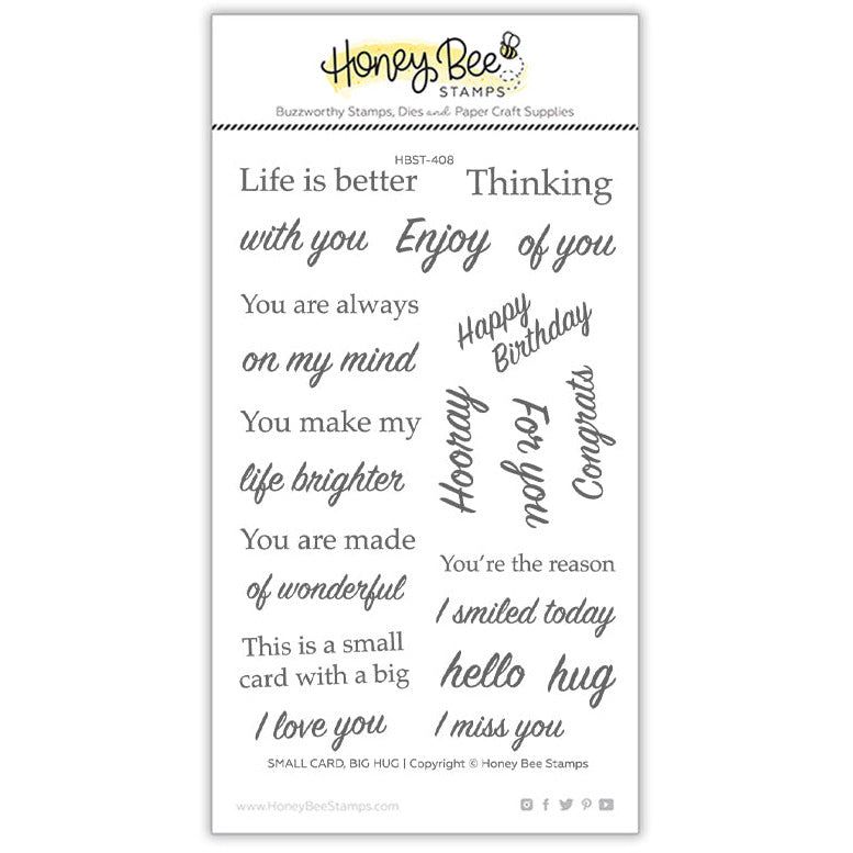 Small Card, Big Hug - 4x6 Stamp Set - Retiring – Honey Bee Stamps