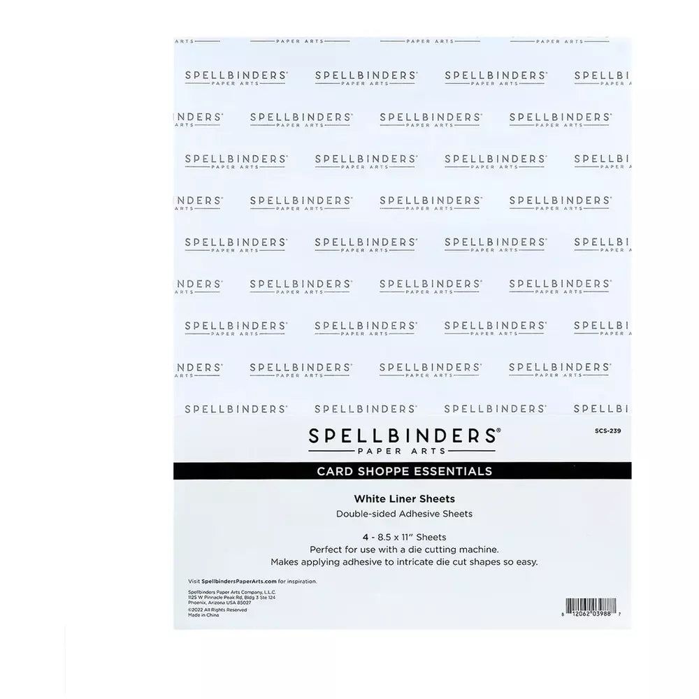 Spellbinders White Double-Sided Adhesive Liner Sheets - 8.5x11” - 4 Pack - Honey Bee Stamps