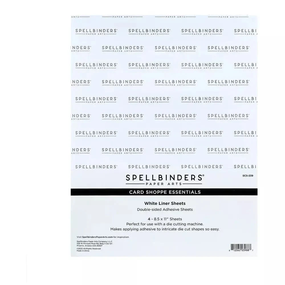 Spellbinders White Double - Sided Adhesive Liner Sheets - 8.5x11” - 4 Pack - Honey Bee Stamps