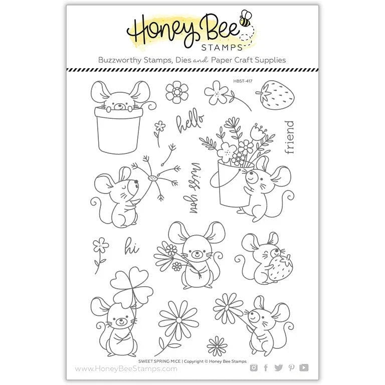 Sweet Spring Mice - 6x8 Photopolymer Stamp Set - Honey Bee Stamps