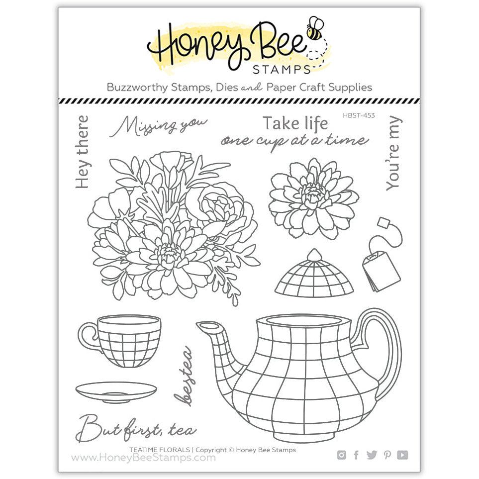 Teatime Florals - 6x8 Photopolymer Stamp Set - Retiring - Honey Bee Stamps