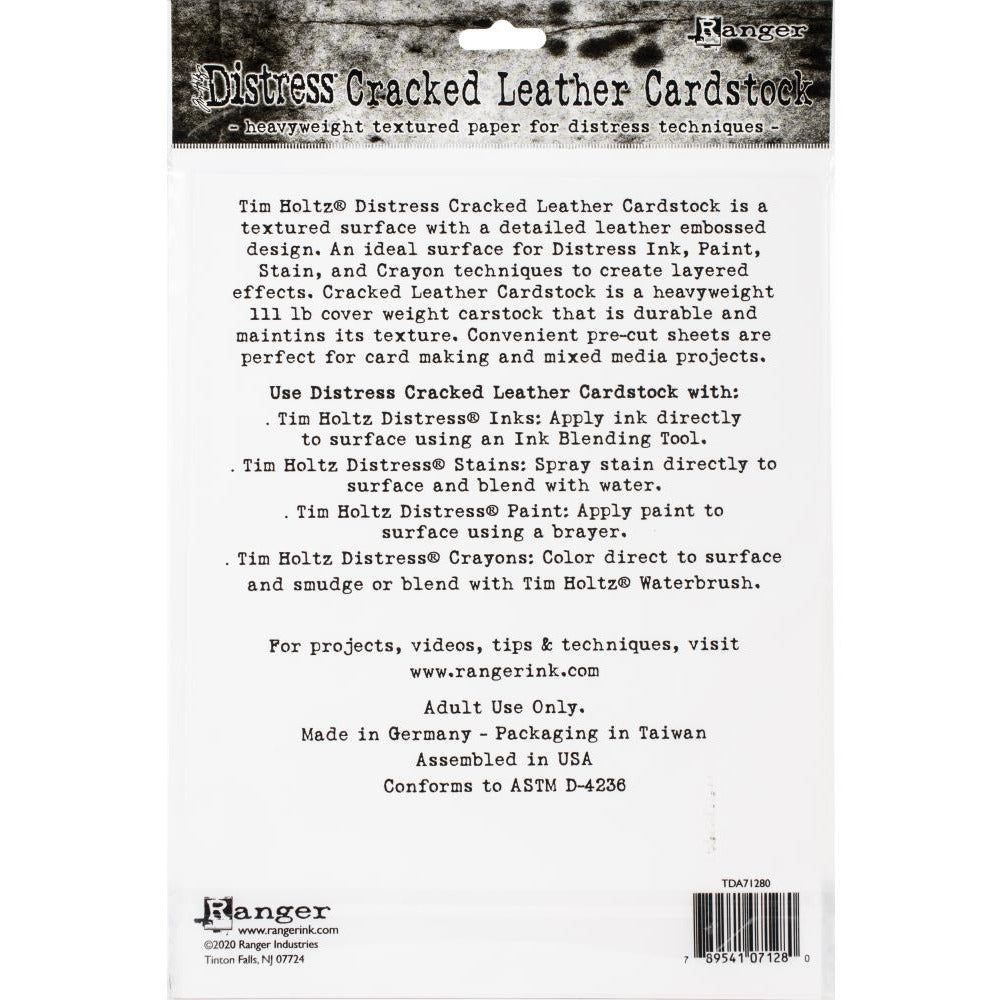 Tim Holtz Distress Cracked Leather Cardstock 10 Pack - 8.5x11" - Honey Bee Stamps