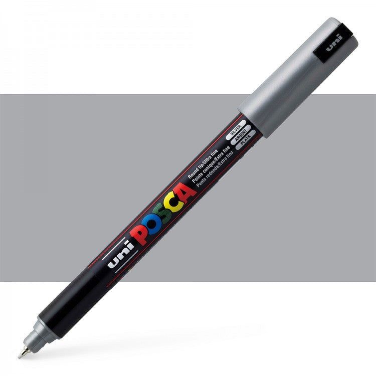 Uni Posca - PC - 1MR - Silver Extra - Fine Pin Tip Acrylic Paint Pen - Honey Bee Stamps