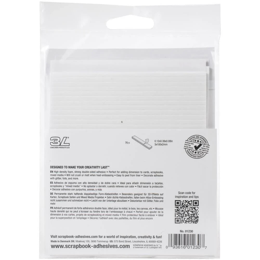 White 3D Foam Strips 76/Pkg - Honey Bee Stamps