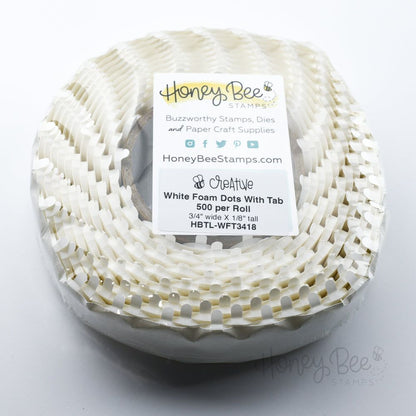 White Foam Dots With Tab 3/4" x 1/8" - 500pk - Honey Bee Stamps