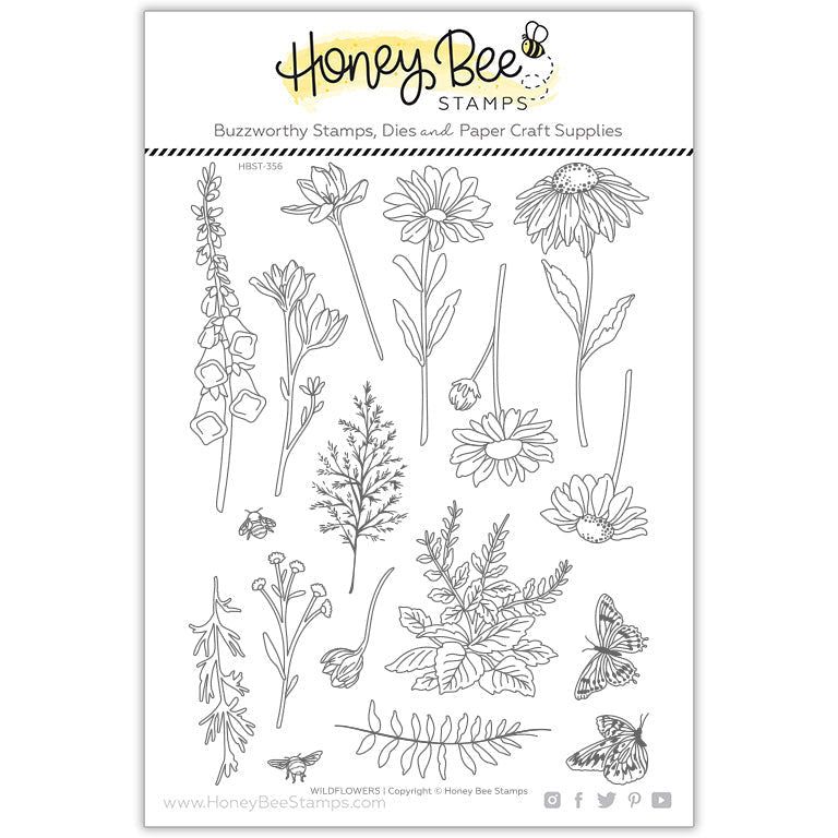 Wildflowers - 6x8 Photopolymer Stamp Set - Retiring - Honey Bee Stamps