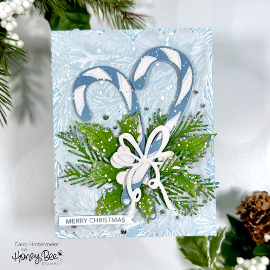 Wintery and Sparkly Candy Cane Christmas Card