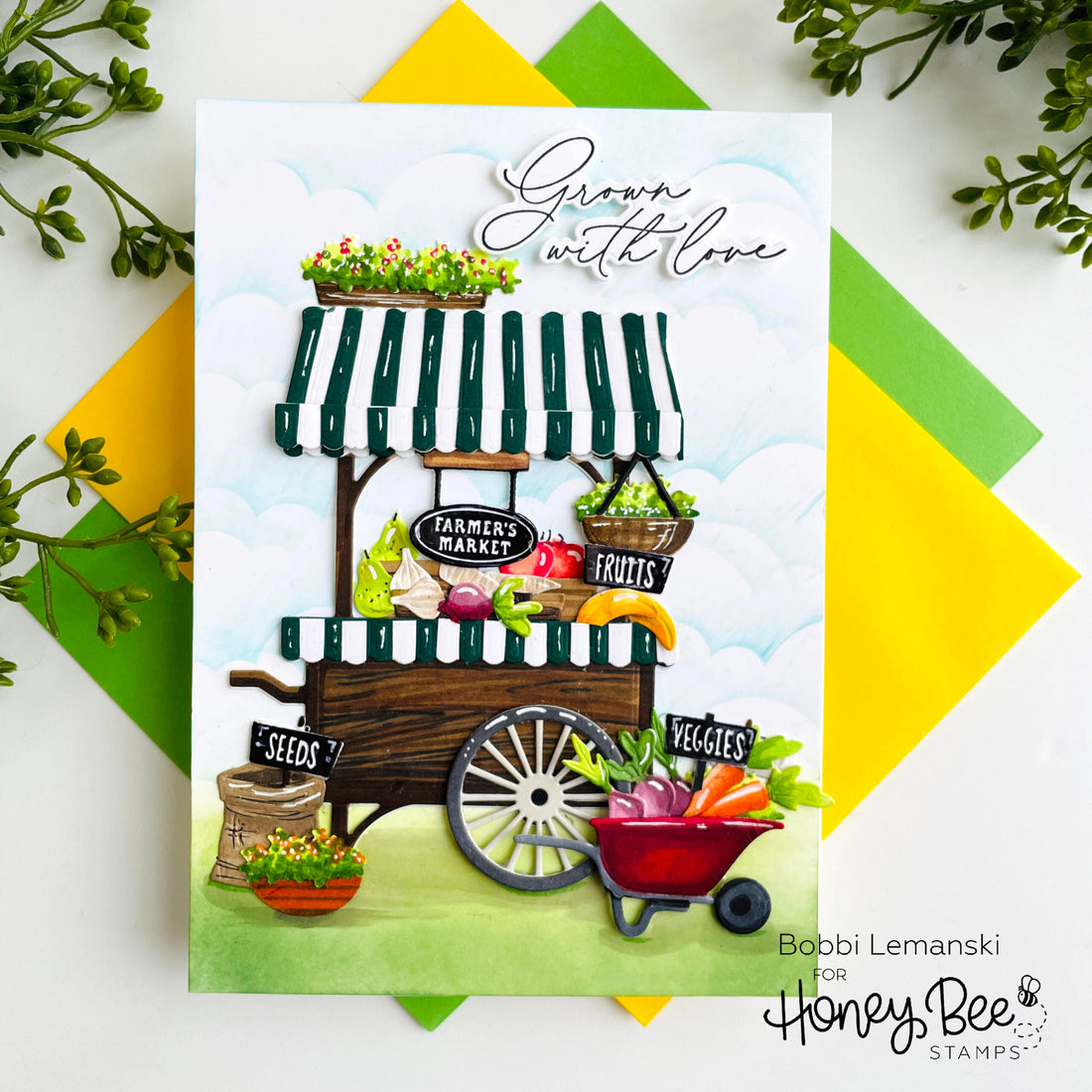A Farmers' Market Vegetable Cart - Honey Bee Stamps